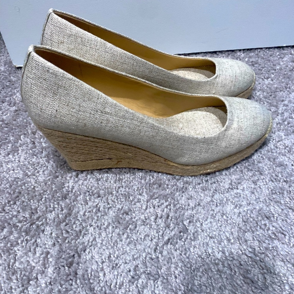 New J Crew espadrille wedges. Size 9 1/2 heel 3 1/2 inches.